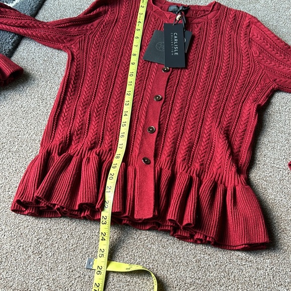 Carlisle Beauty Burgundy Cardigan Sweater set with Shell - Picture 9 of 16